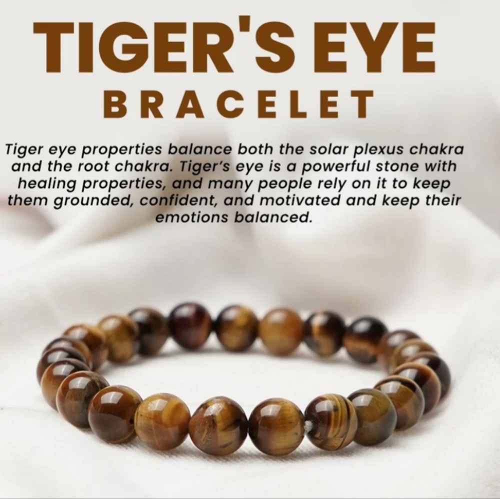10mm Tiger's Eye Beaded Bracelet New 7.75" Plus Stretch Hand Crafted Mens Women